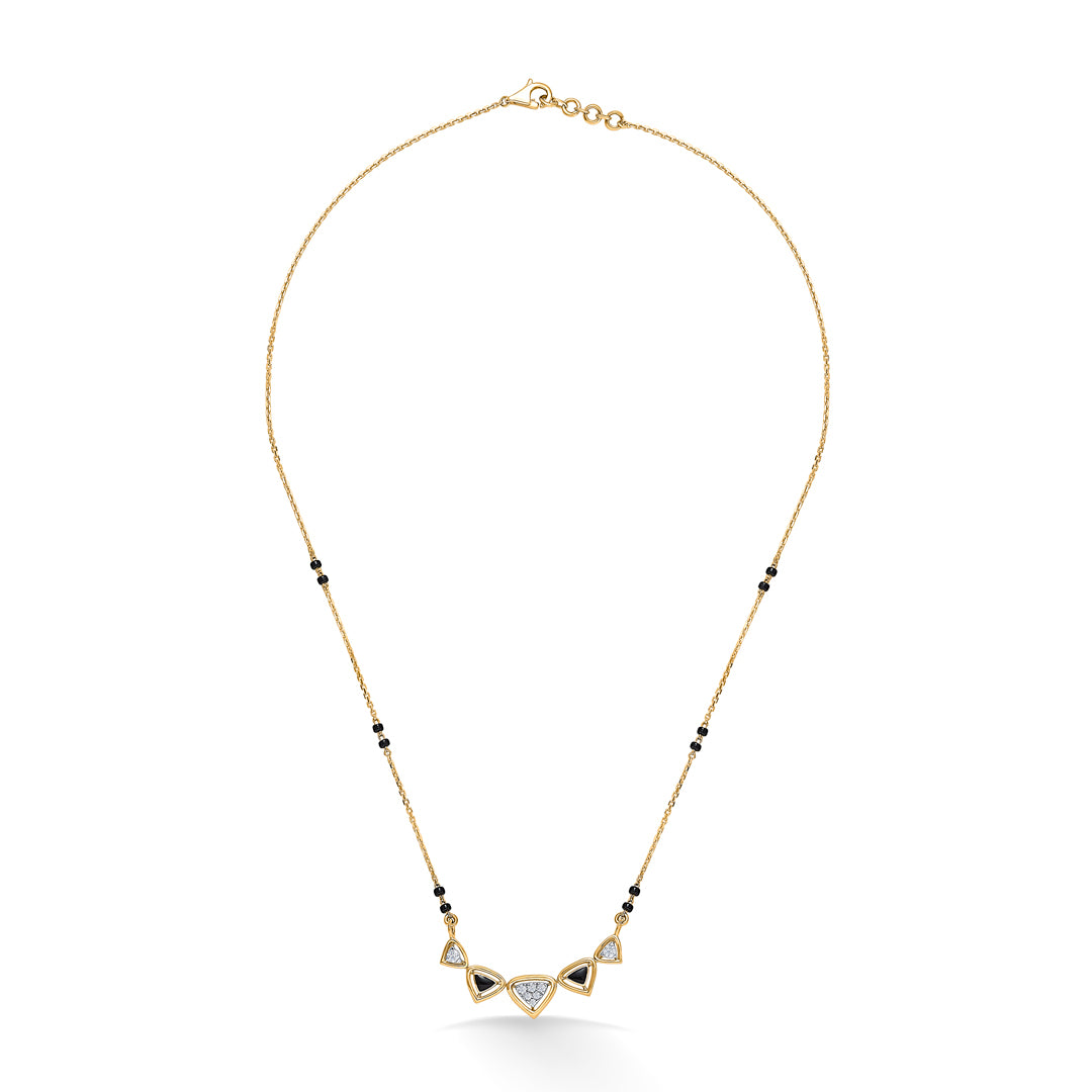 Sparkling Trine Gold & Diamond Modern Mangalsutra For Women