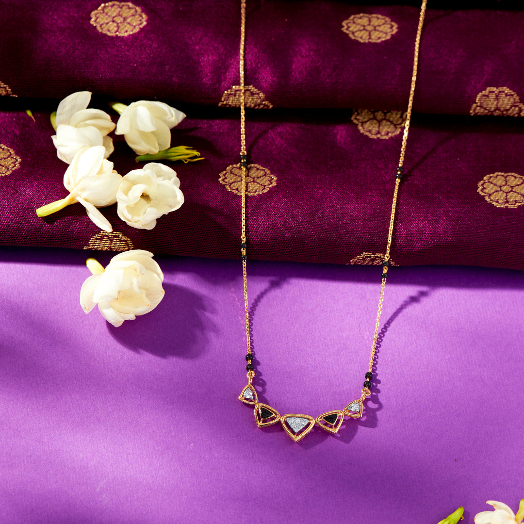 Sparkling Trine Gold & Diamond Modern Mangalsutra For Women