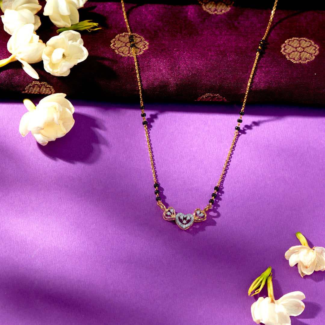 Petal Essence Gold & Diamond Modern Mangalsutra For Women