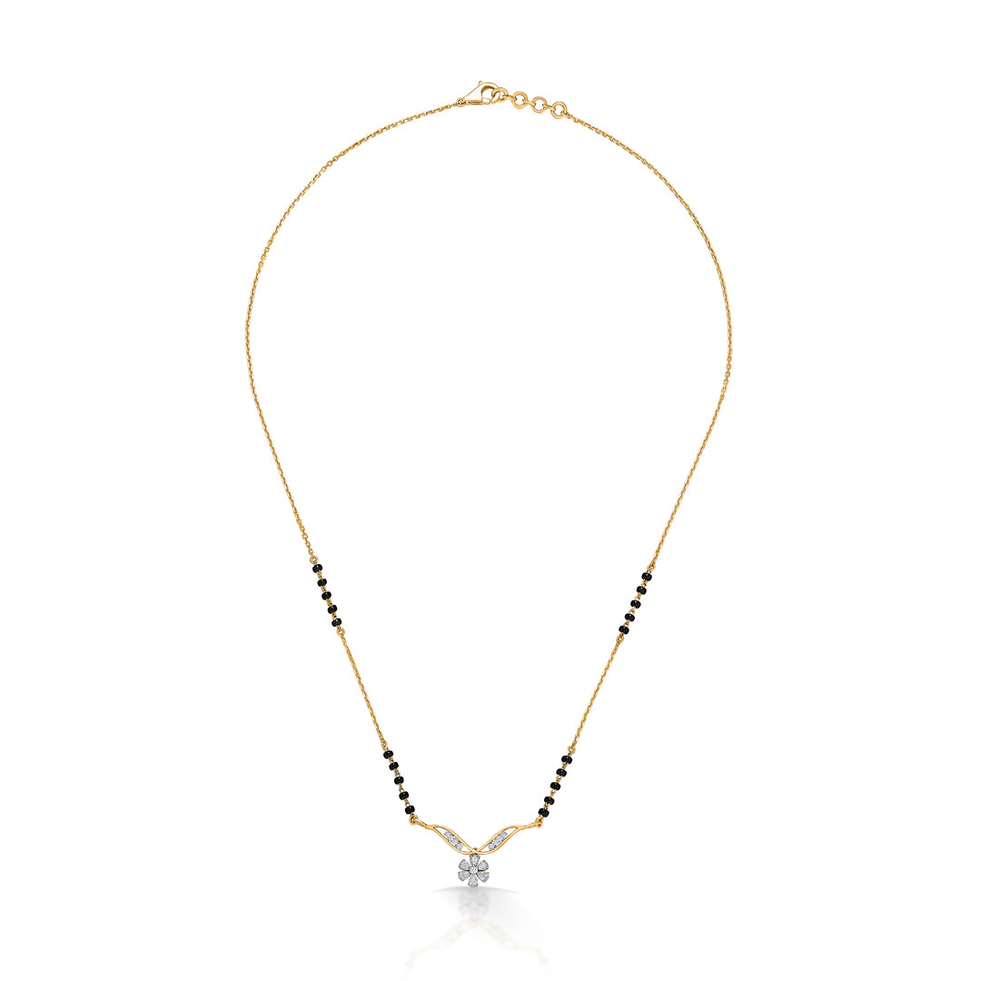 floral glow gold & diamond modern mangalsutra for woman
