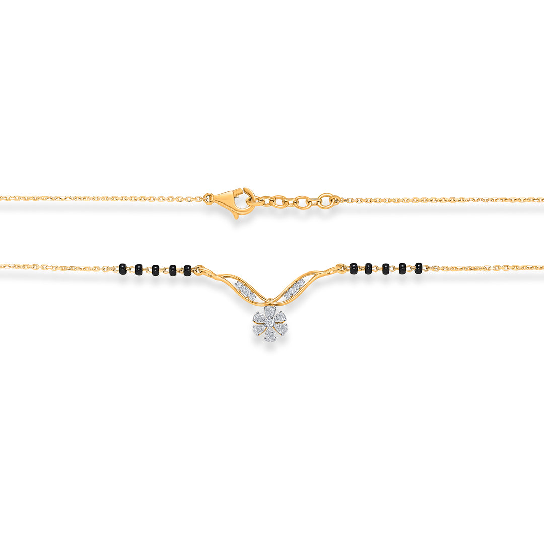 floral glow gold & diamond modern mangalsutra for woman
