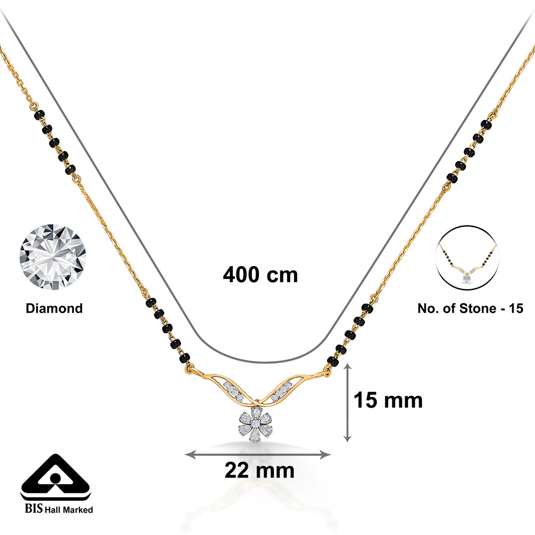 floral glow gold & diamond modern mangalsutra for woman