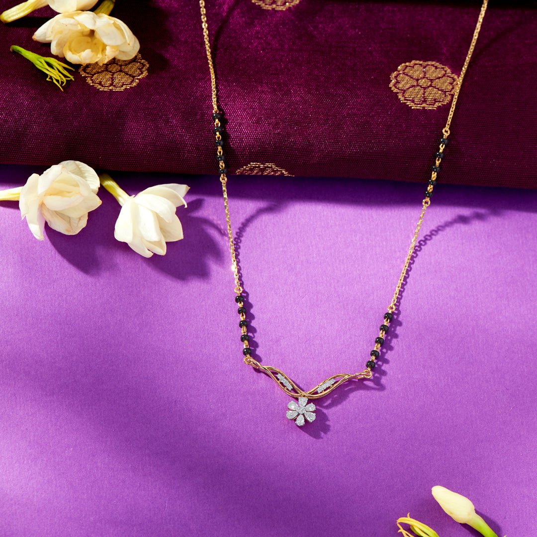 floral glow gold & diamond modern mangalsutra for woman