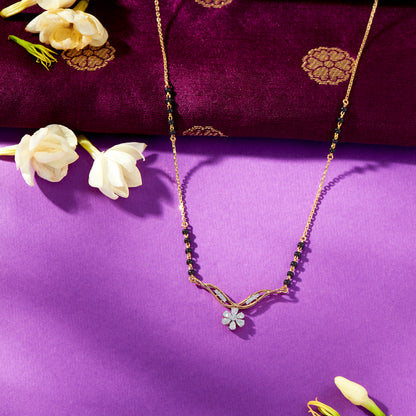 Floral Glow Gold & Diamond Modern Mangalsutra For Woman