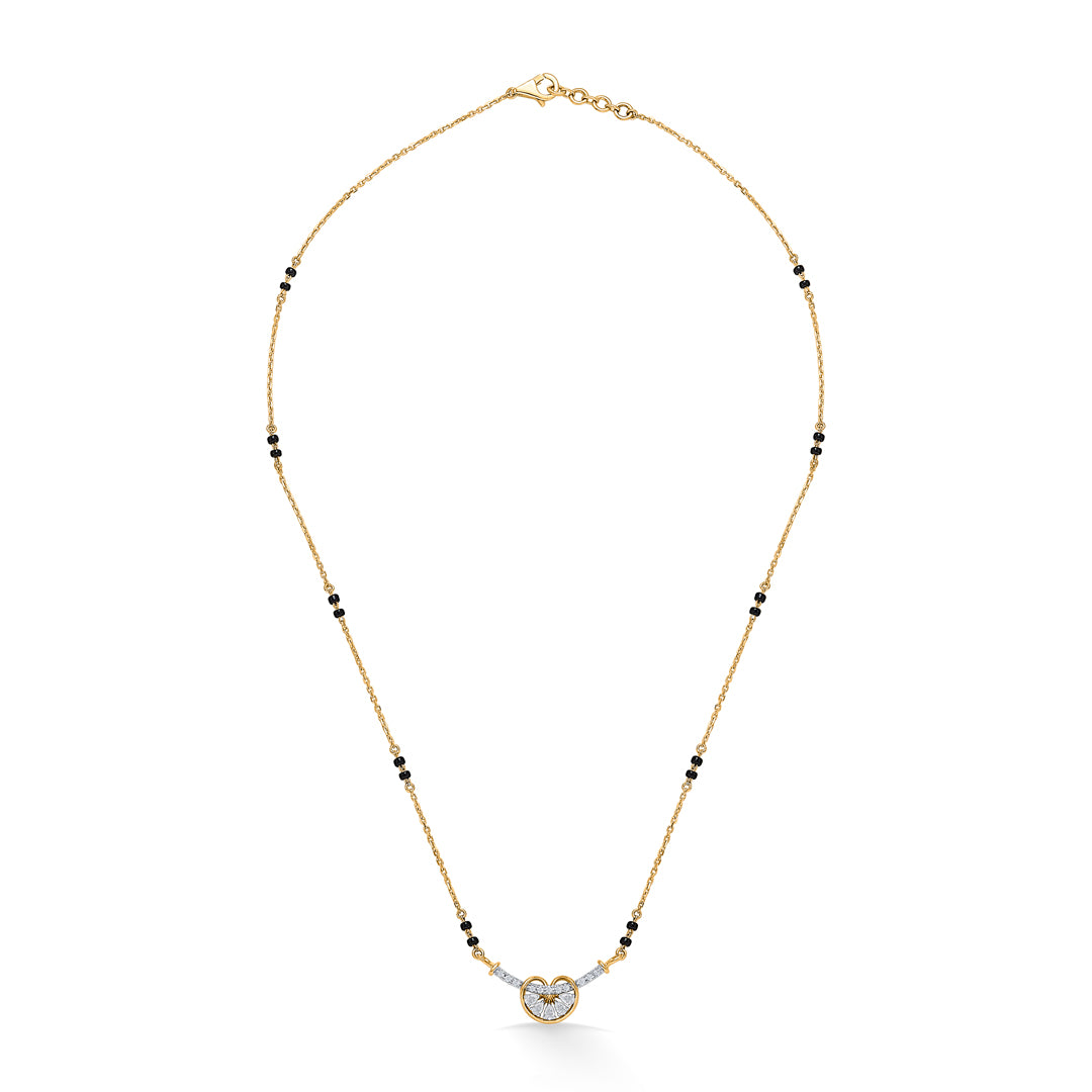 Lustrous Heart Gold & Diamond Modern Mangalsutra For Women