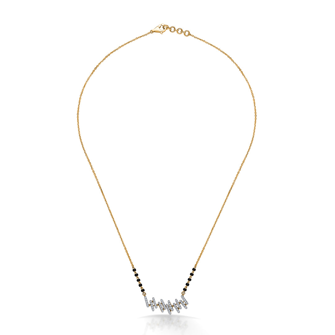Crisp Elegance Gold & Diamond Modern Mangalsutra For Women