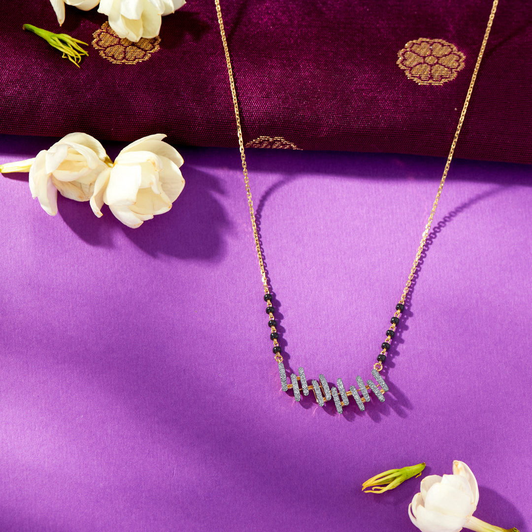 Crisp Elegance Gold & Diamond Modern Mangalsutra For Women