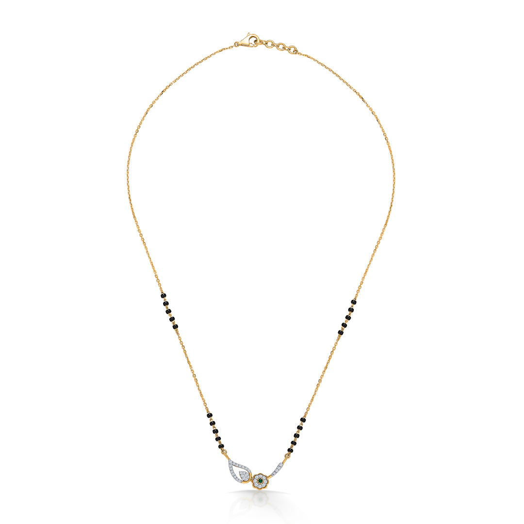 Leafy Elegance Gold & Diamond Modern Mangalsutra For Women