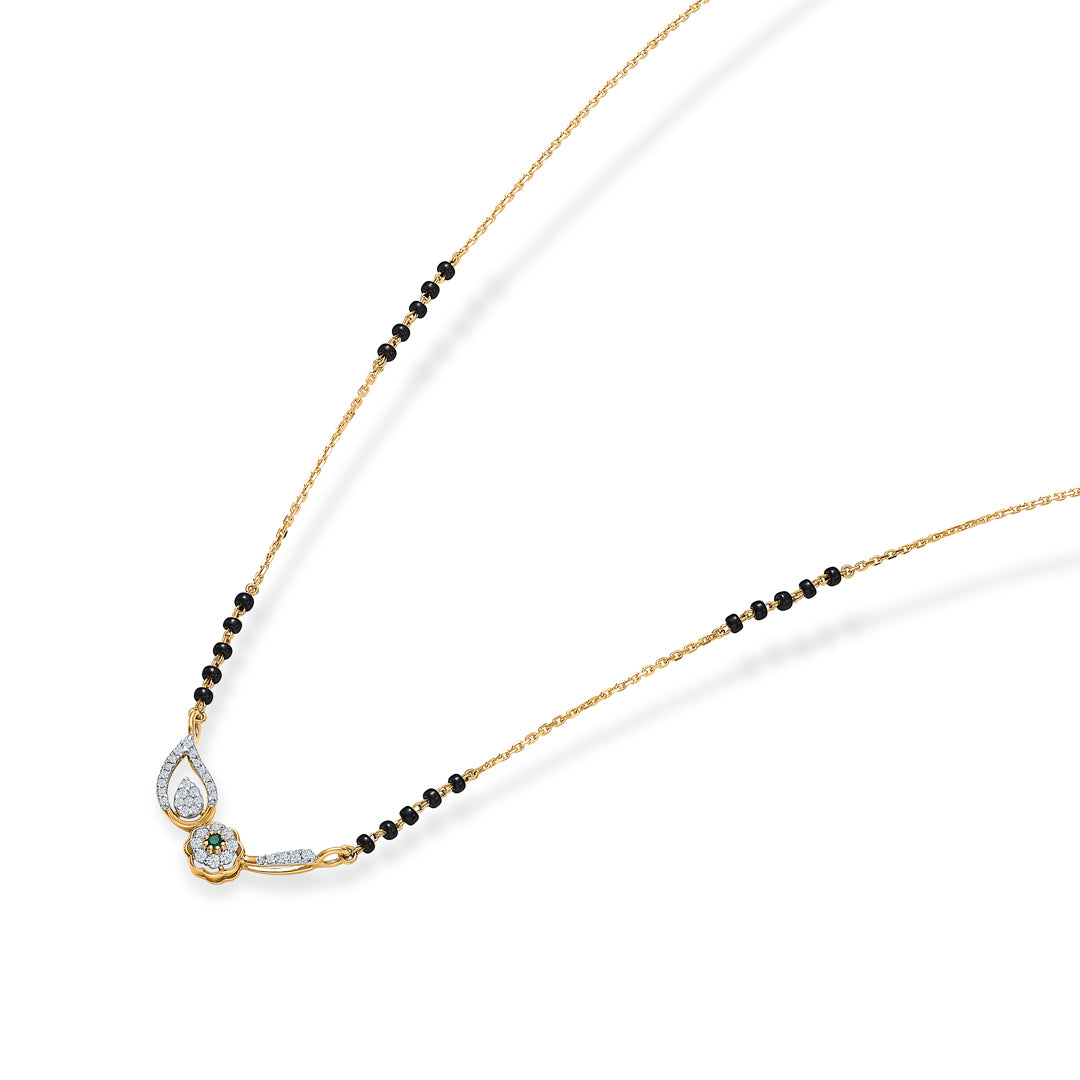 leafy elegance gold & diamond modern mangalsutra for woman