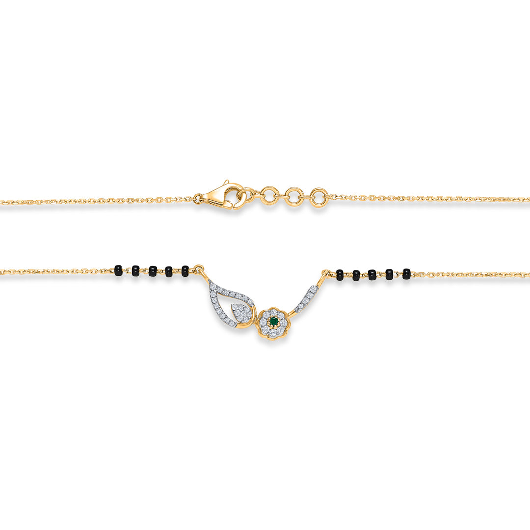 leafy elegance gold & diamond modern mangalsutra for woman