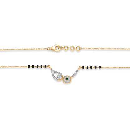 Leafy Elegance Gold & Diamond Modern Mangalsutra For Woman