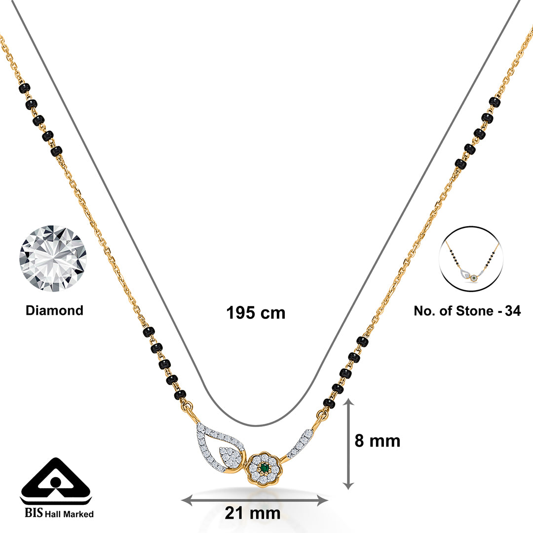leafy elegance gold & diamond modern mangalsutra for woman