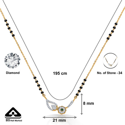 Leafy Elegance Gold & Diamond Modern Mangalsutra For Woman
