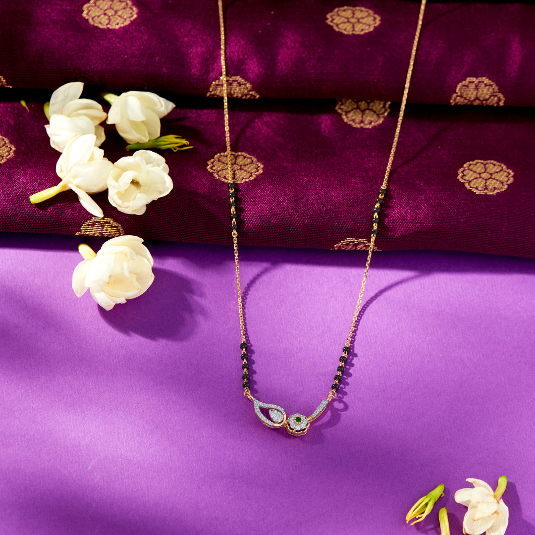 Leafy Elegance Gold & Diamond Modern Mangalsutra For Women
