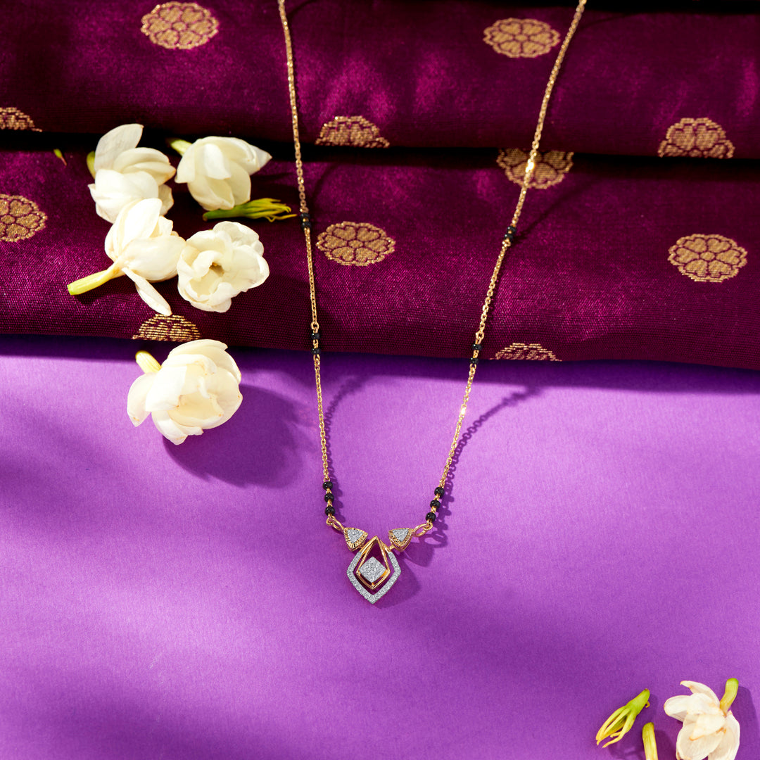 Simplicity Spark Gold & Diamond Modern Mangalsutra For Women