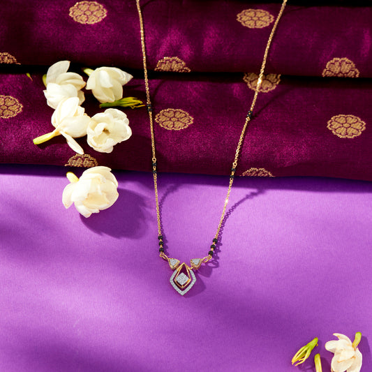Simplicity Spark Gold & Diamond Modern Mangalsutra For Woman