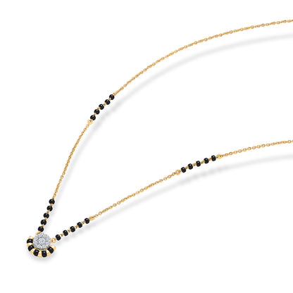 Black Pearl Delight Gold & Diamond Modern Mangalsutra For Woman
