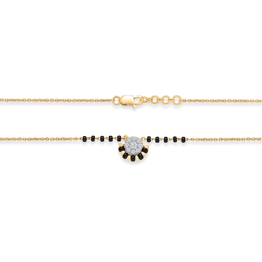 black pearl delight gold & diamond modern mangalsutra for woman