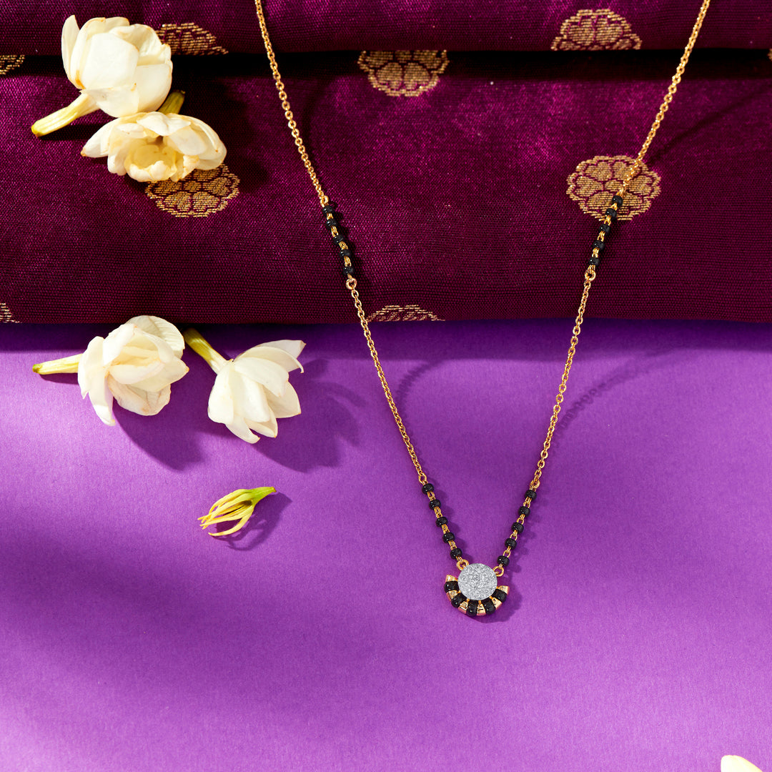 black pearl delight gold & diamond modern mangalsutra for woman