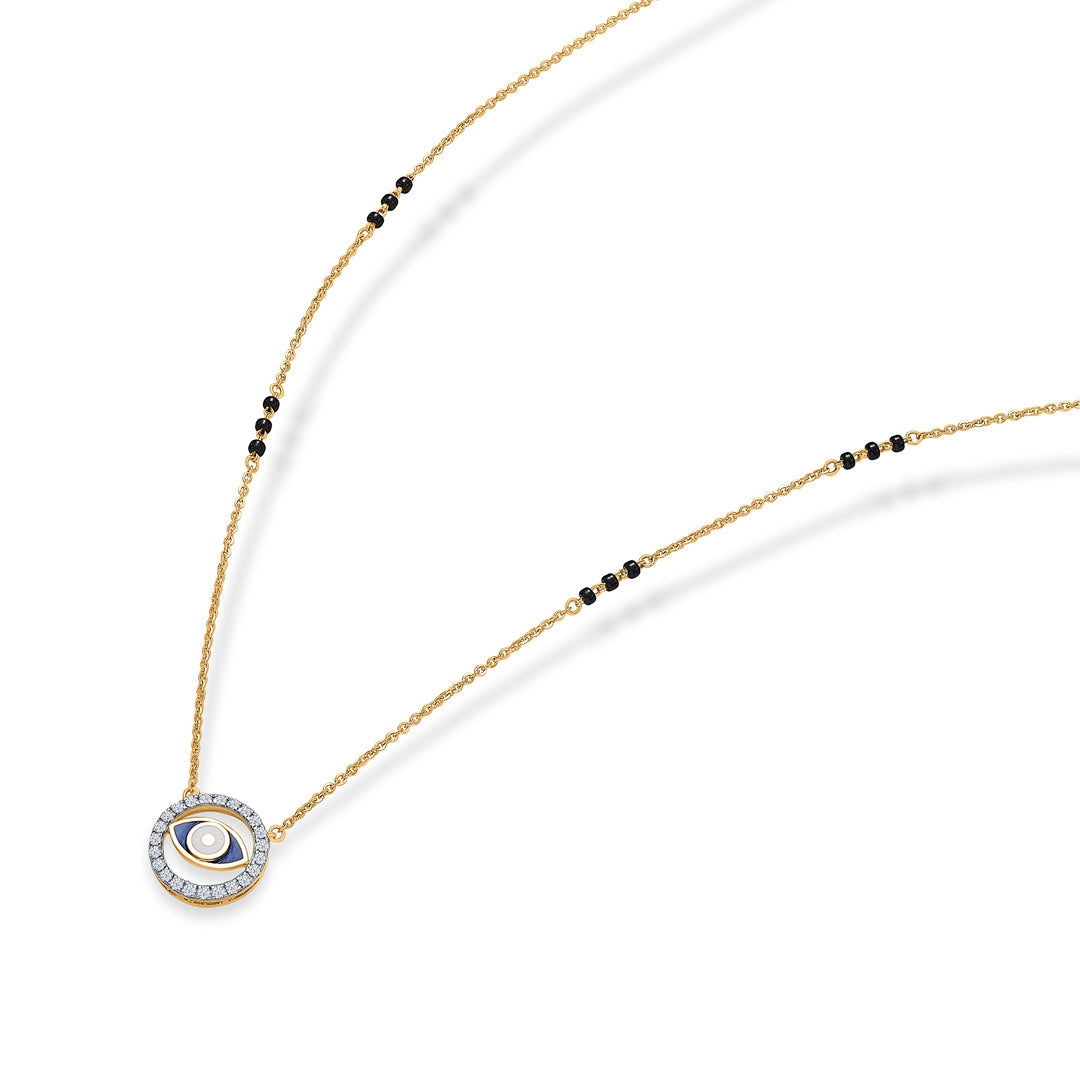 evil eye gold & diamond modern mangalsutra for woman