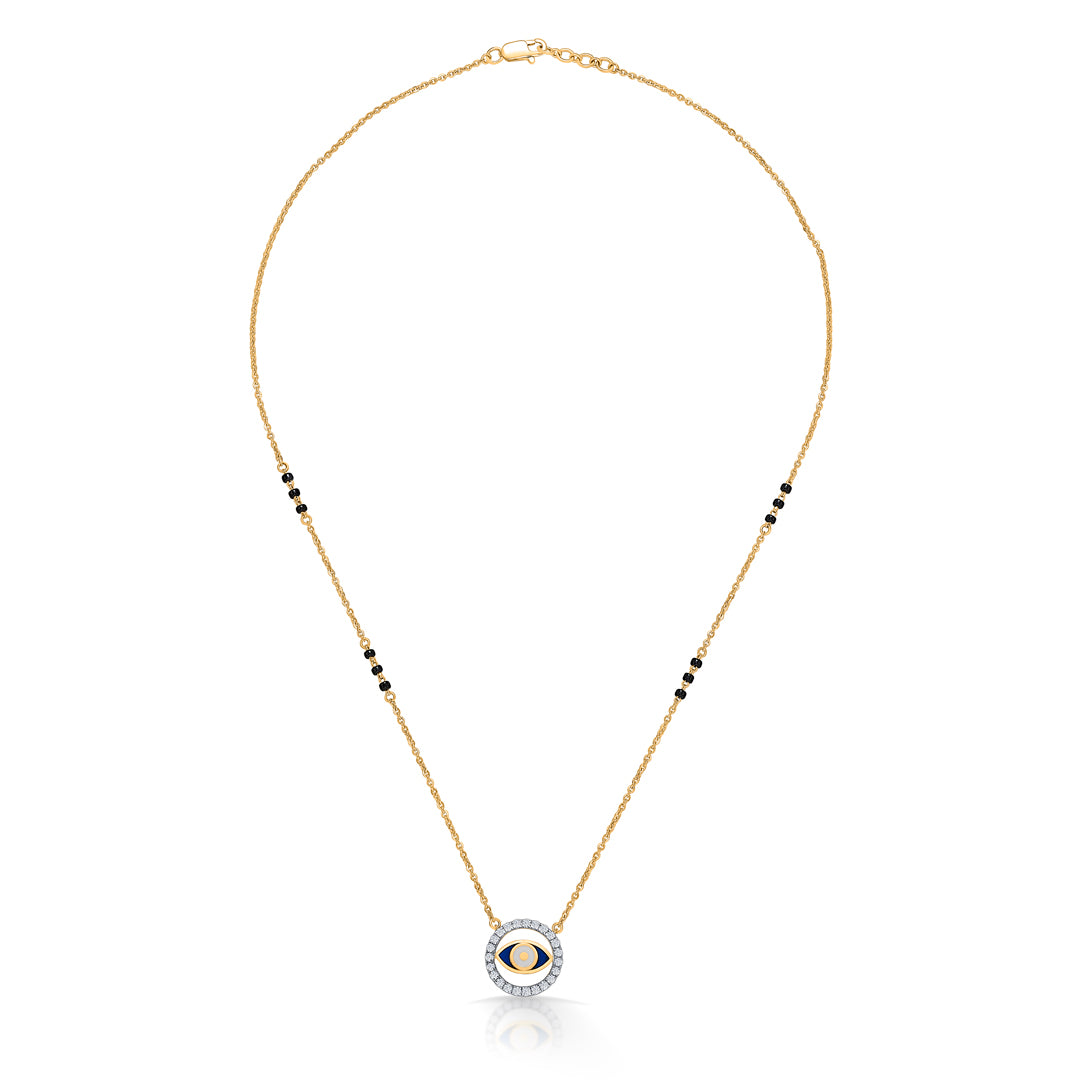 evil eye gold & diamond modern mangalsutra for woman