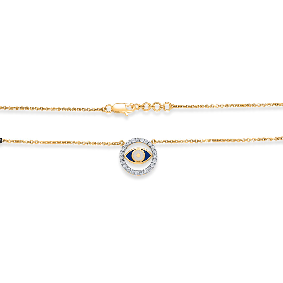 evil eye gold & diamond modern mangalsutra for woman