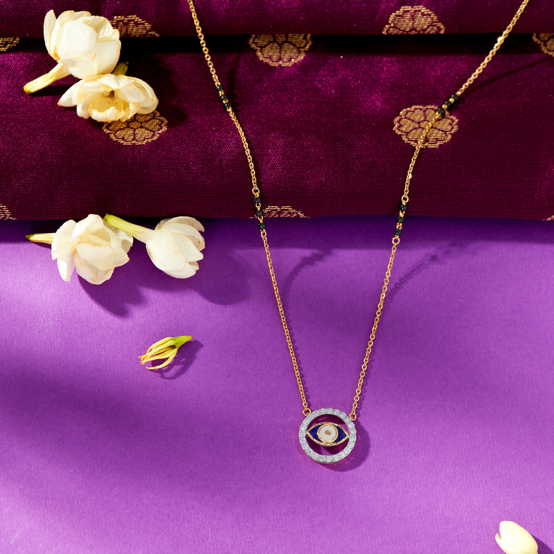 evil eye gold & diamond modern mangalsutra for woman