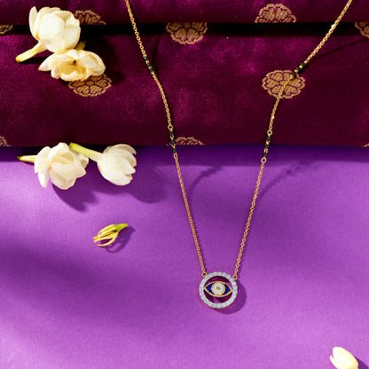 Evil Eye Gold & Diamond Modern Mangalsutra For Woman