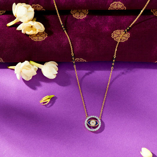 Evil Eye Gold & Diamond Modern Mangalsutra For Woman