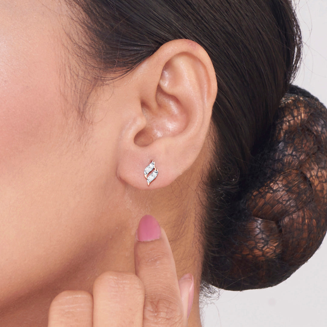 Dew Feather Diamond Earring