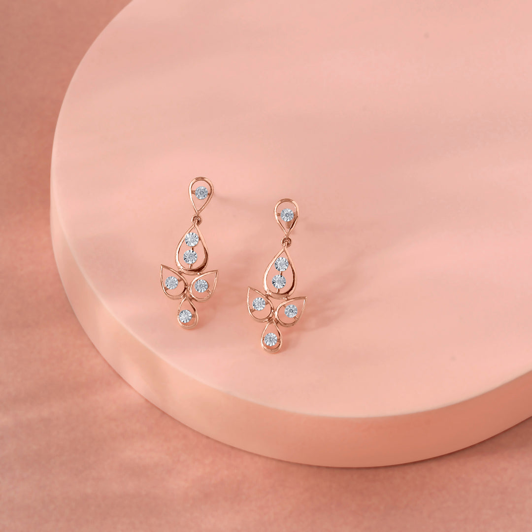 Leaflet Spark Drops & Dangler Diamond Earring