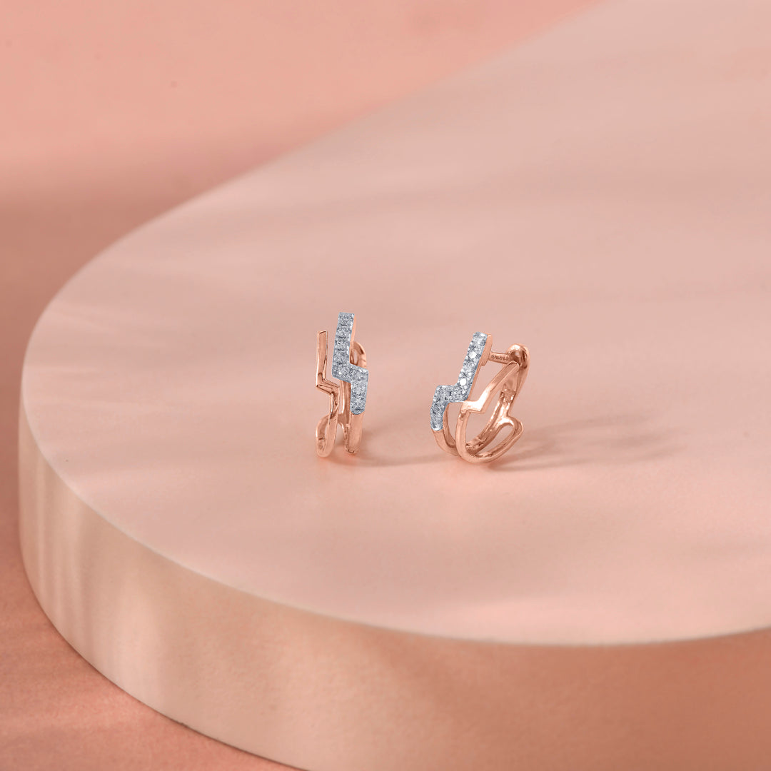 Dual Bar Studs Diamond Earring