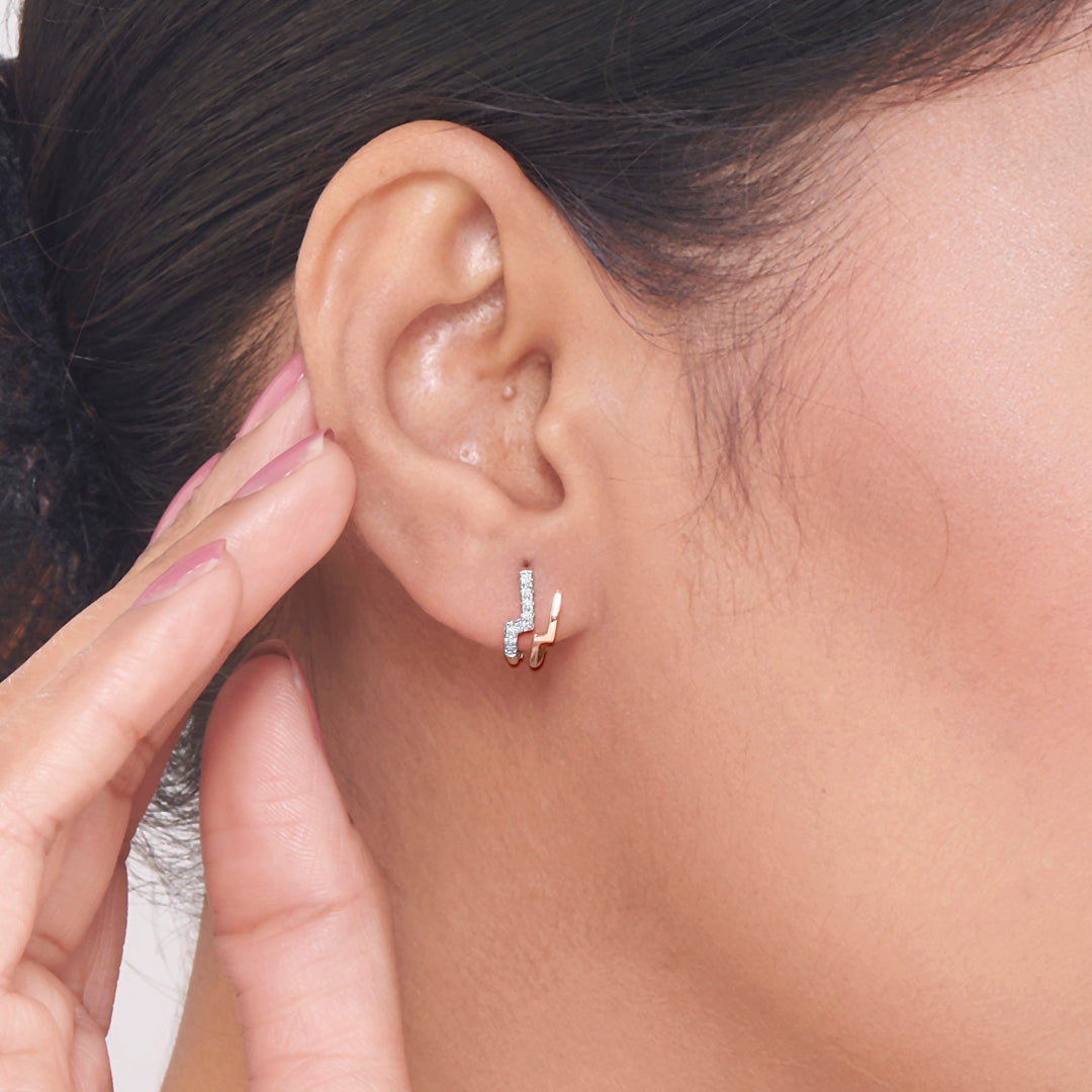 Dual Bar Studs Diamond Earring