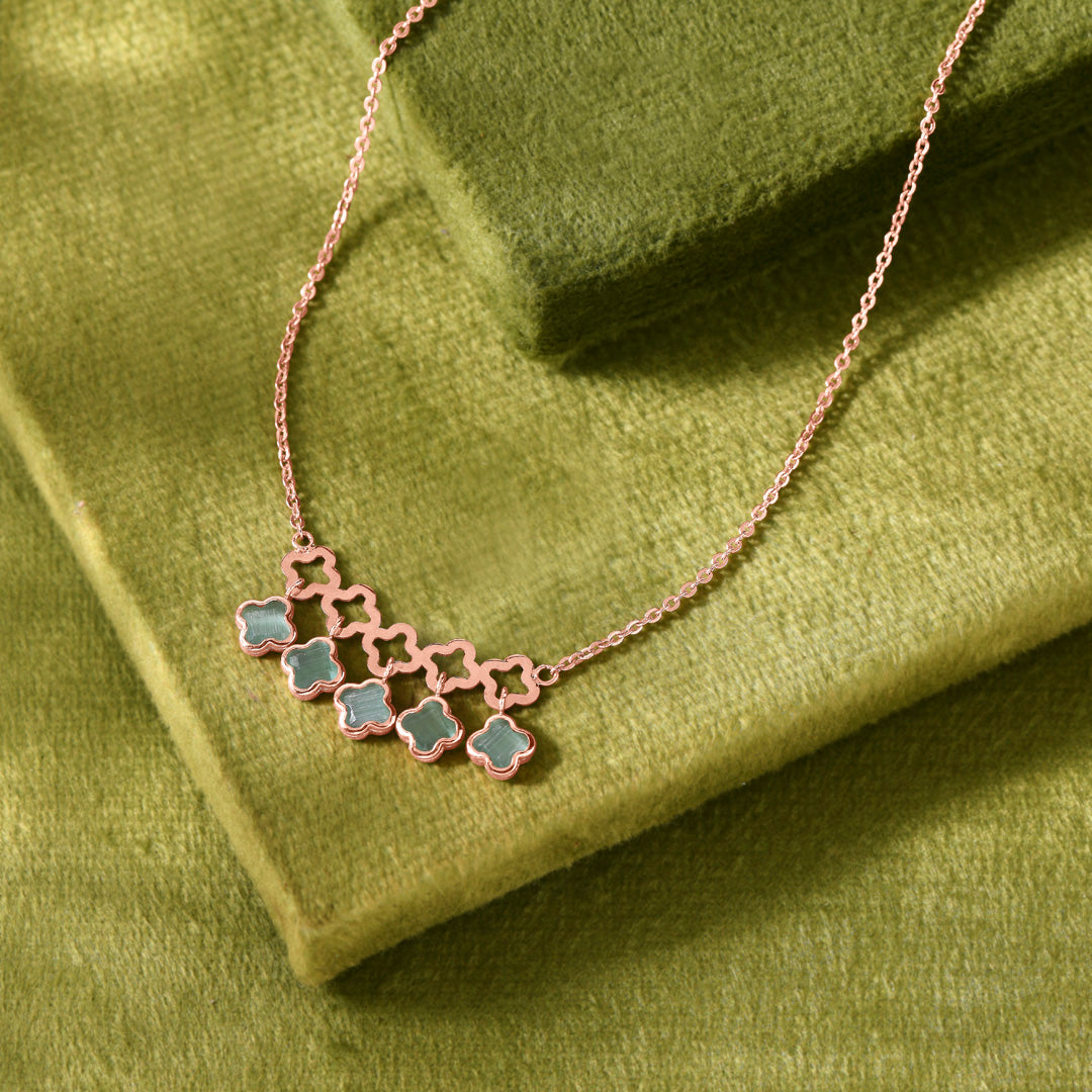 Aqua Bloom Cascade Modern Gold Necklace