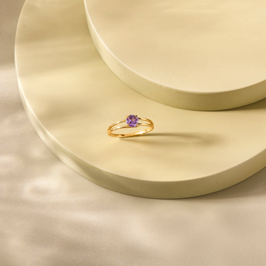 Lilac Whisper Gold Ring for Her