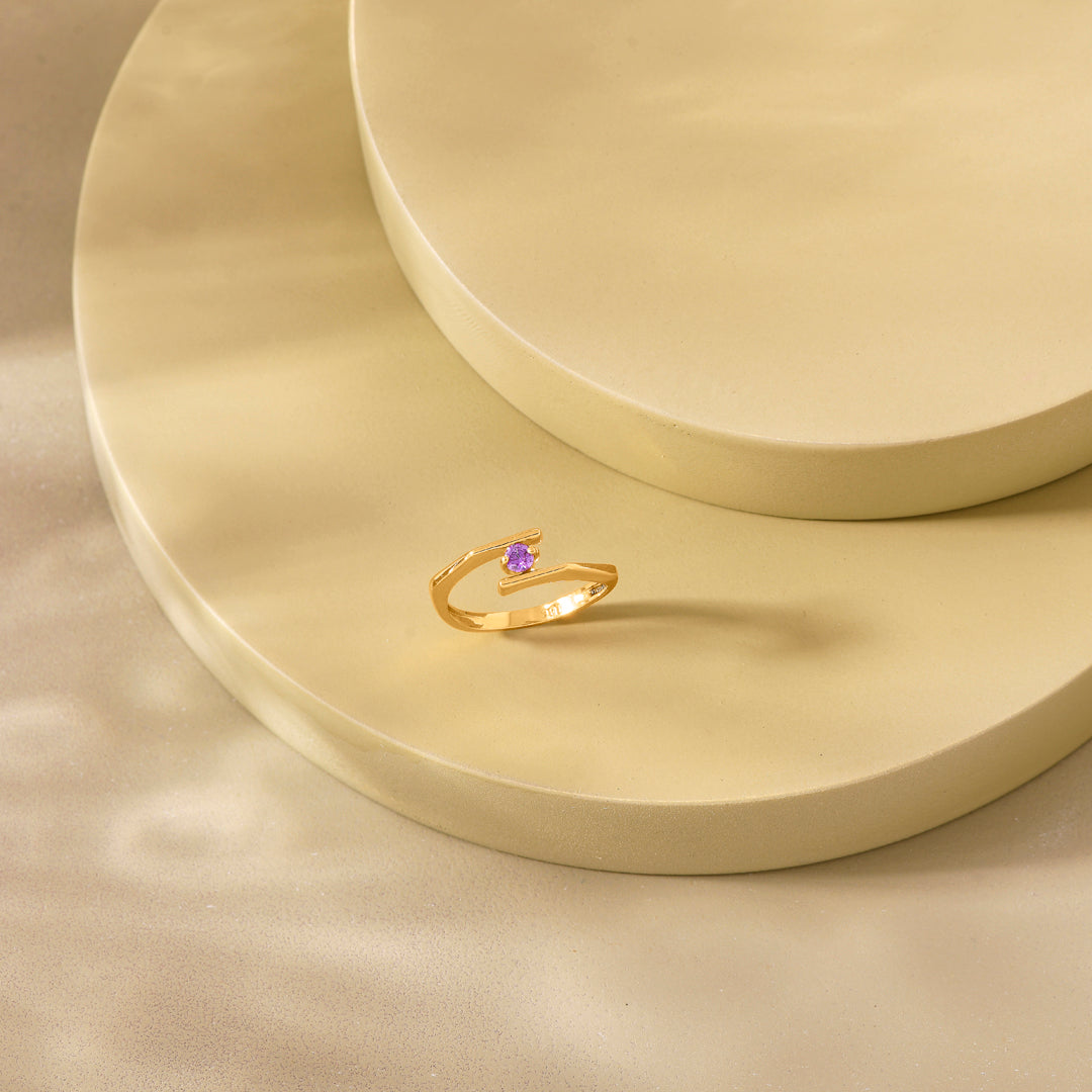 Violet Crown Gold Ring for Her