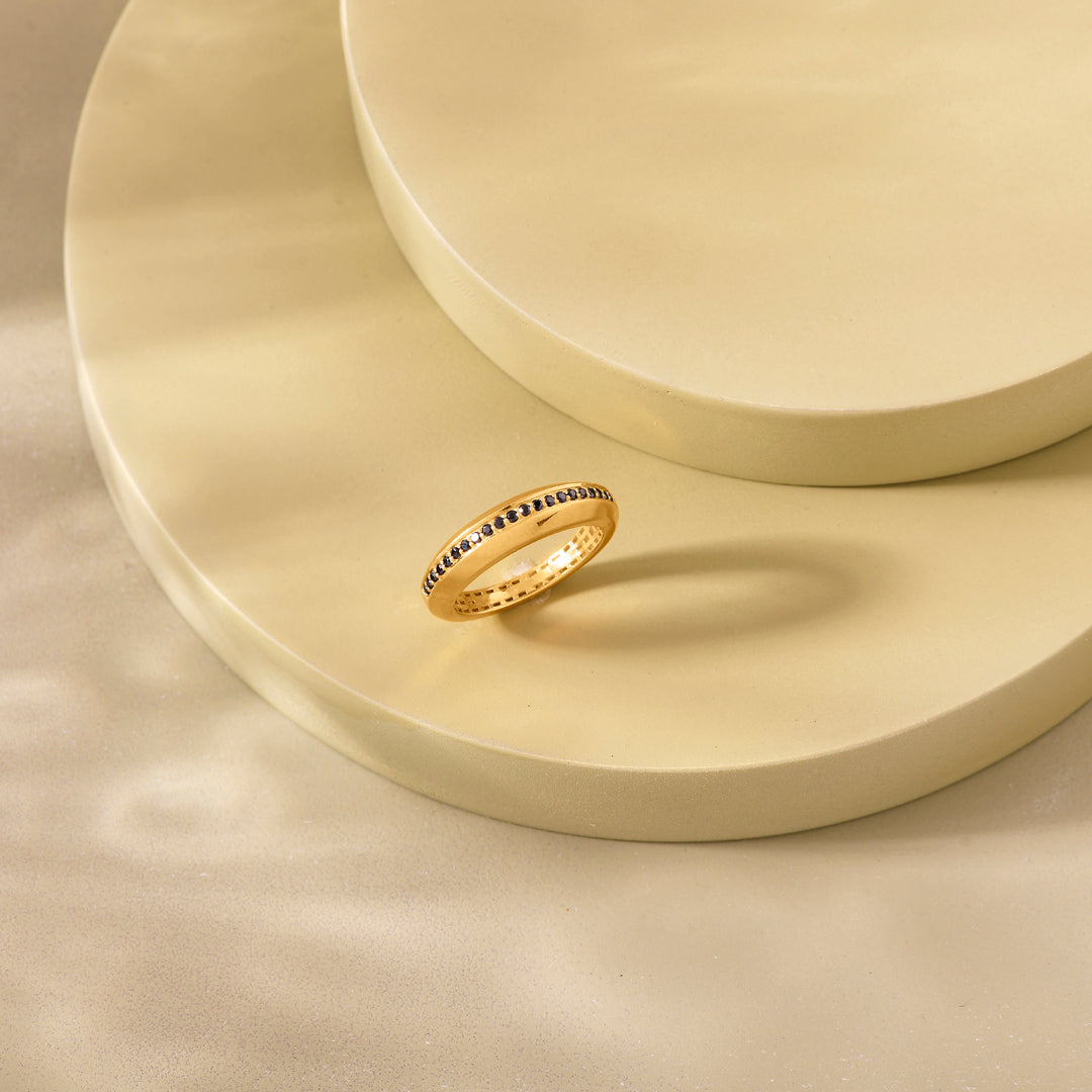 Black Line Gold Ring for Her