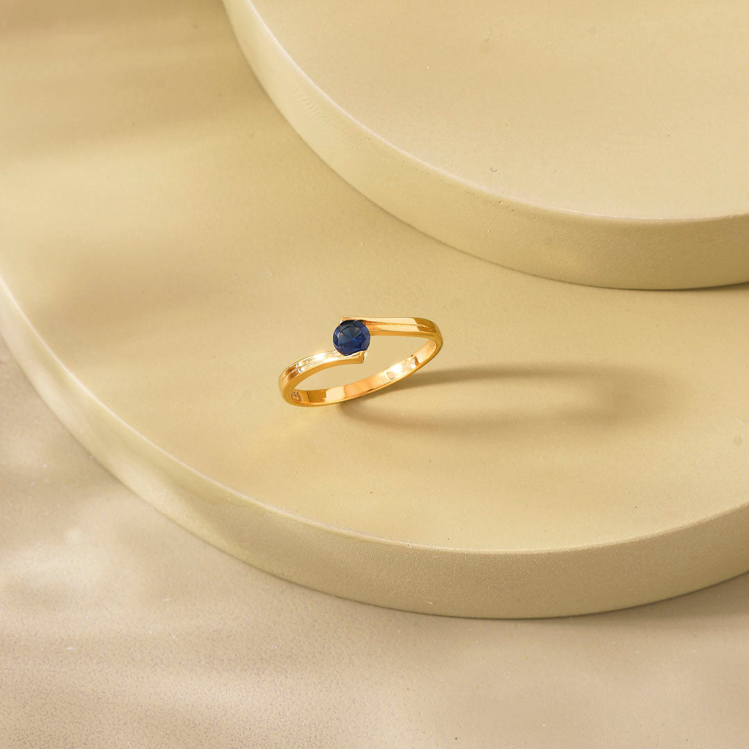 Blue Ember Gold Ring for Her