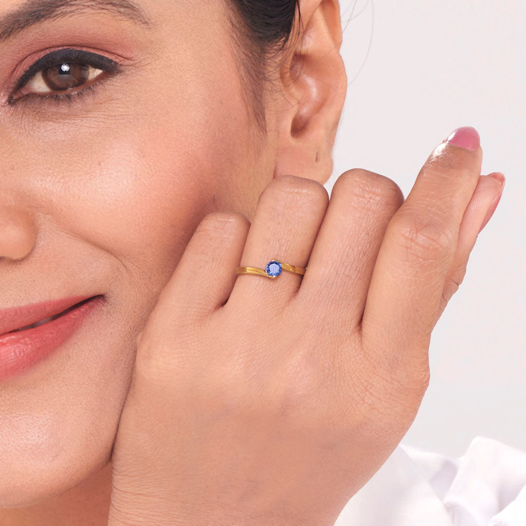 Blue Ember Gold Ring for Her