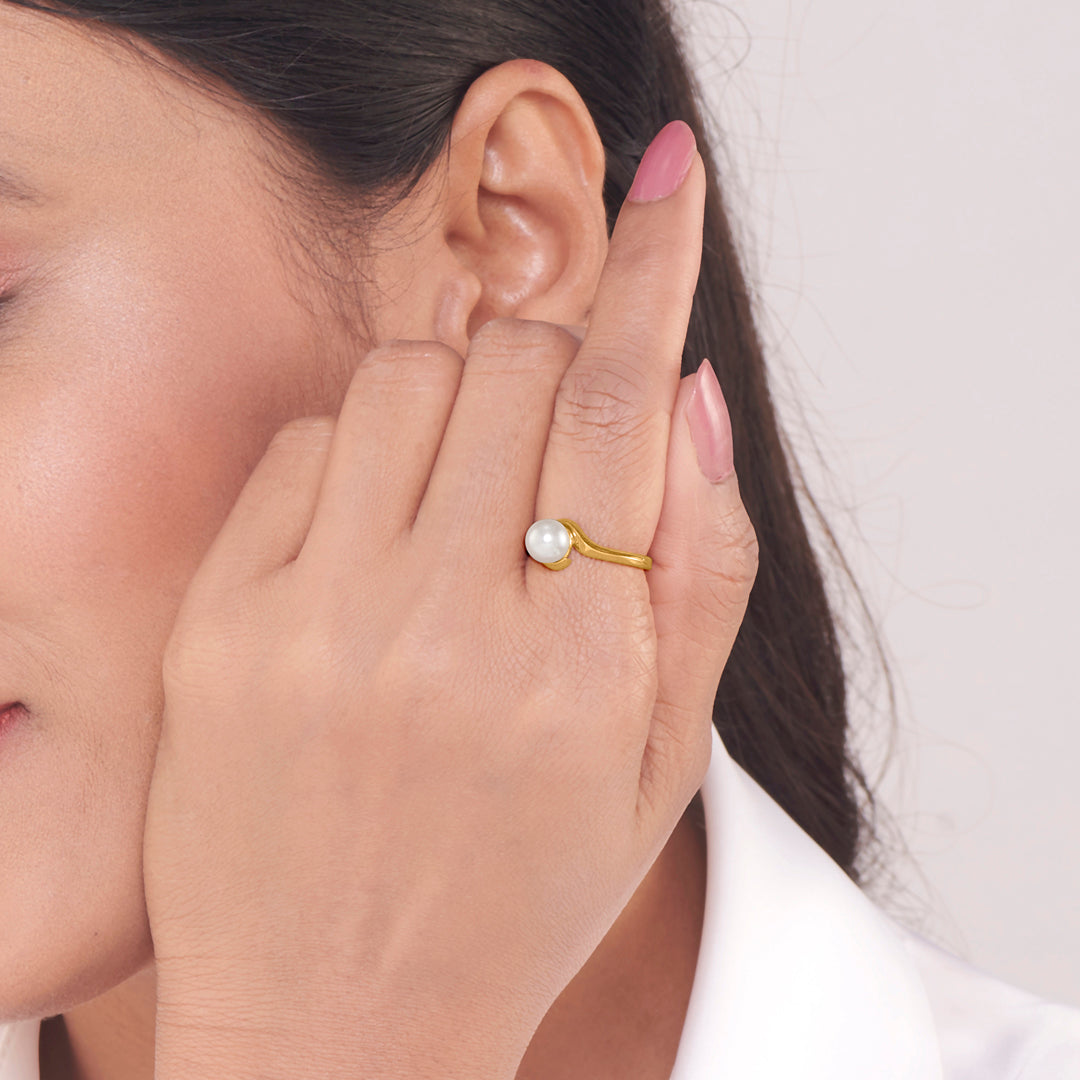 Pearl Prism Gold Ring for Her