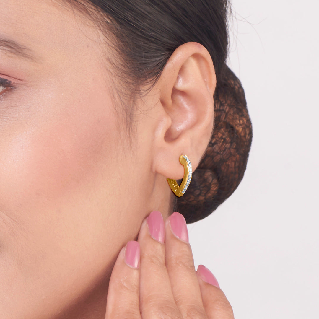 Dazzled Twist Hoops & Huggies Gold Earring