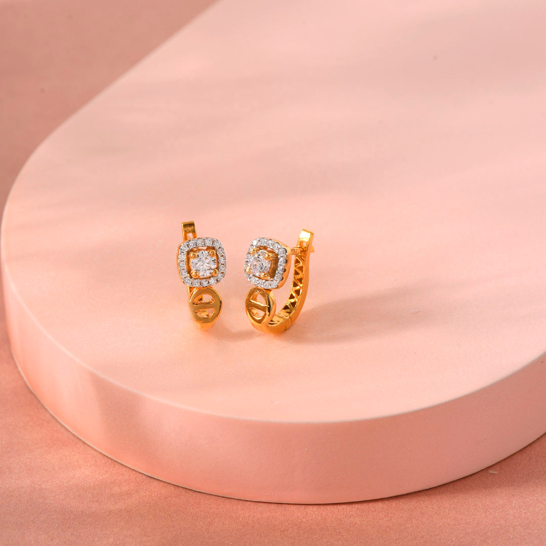 Vistara Crest Hoops & Huggies Gold Earring