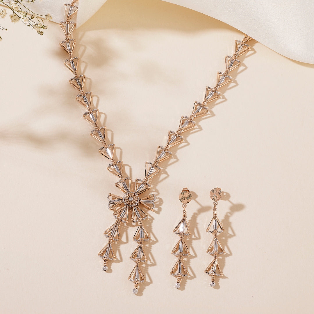 Frost Flower Necklace Set Gold Necklace