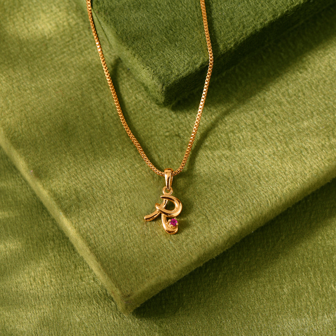 Rare R Alphabet Gold Pendant