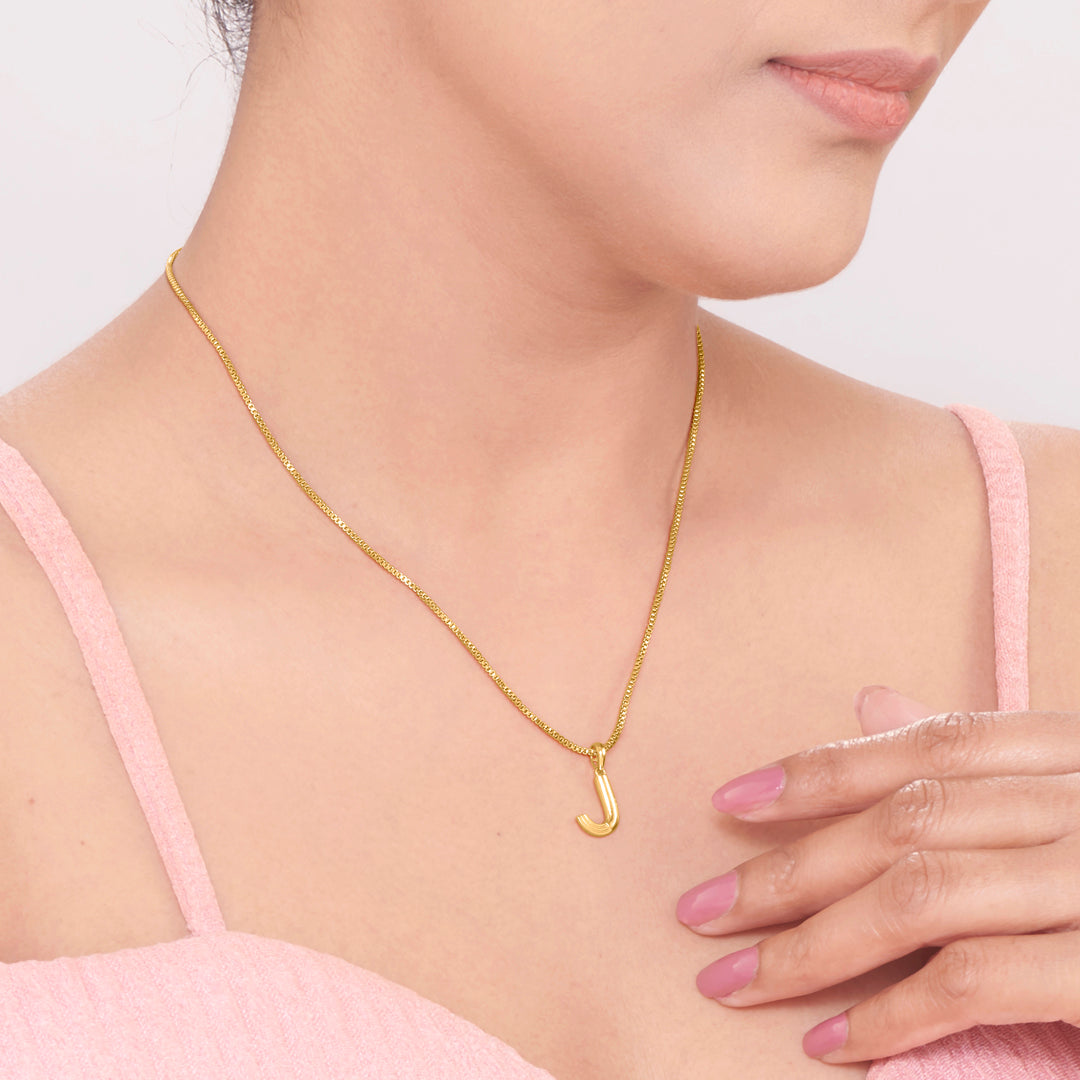 Jewel of J Alphabet Gold Pendant