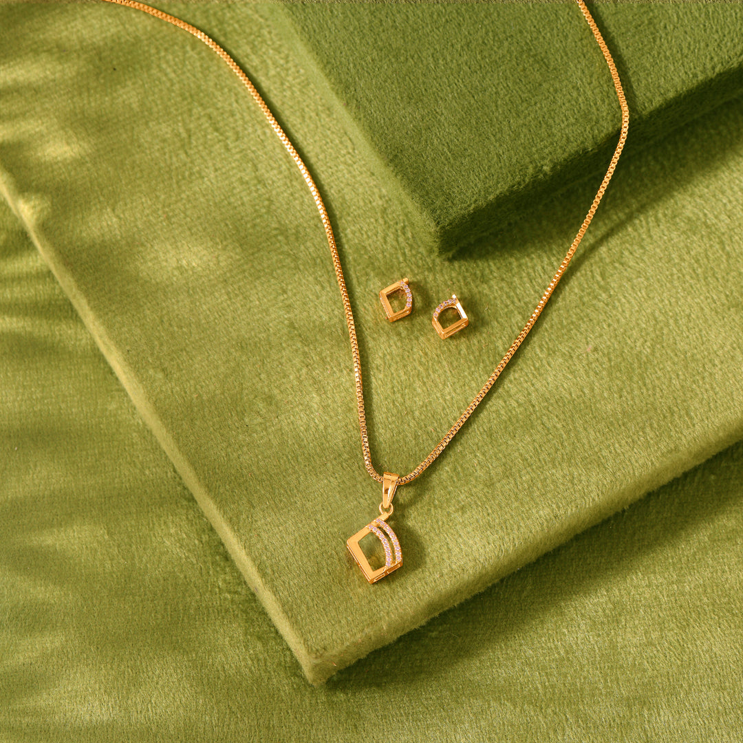 Golden Rhombus Gold Pendant for Her