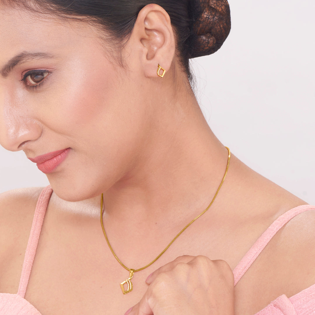 Golden Rhombus Gold Pendant for Her