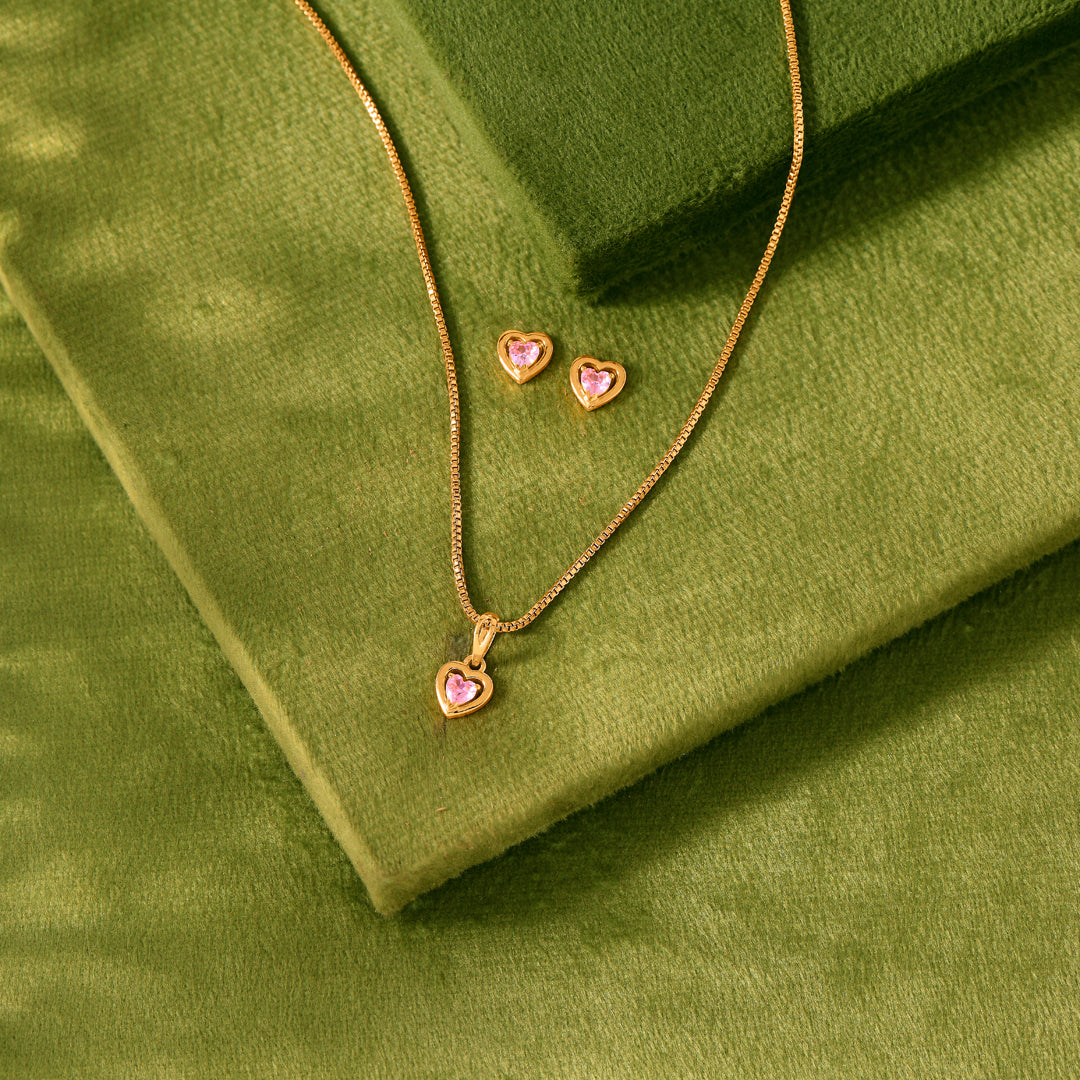 Rosy Heart Gold Pendant for Her