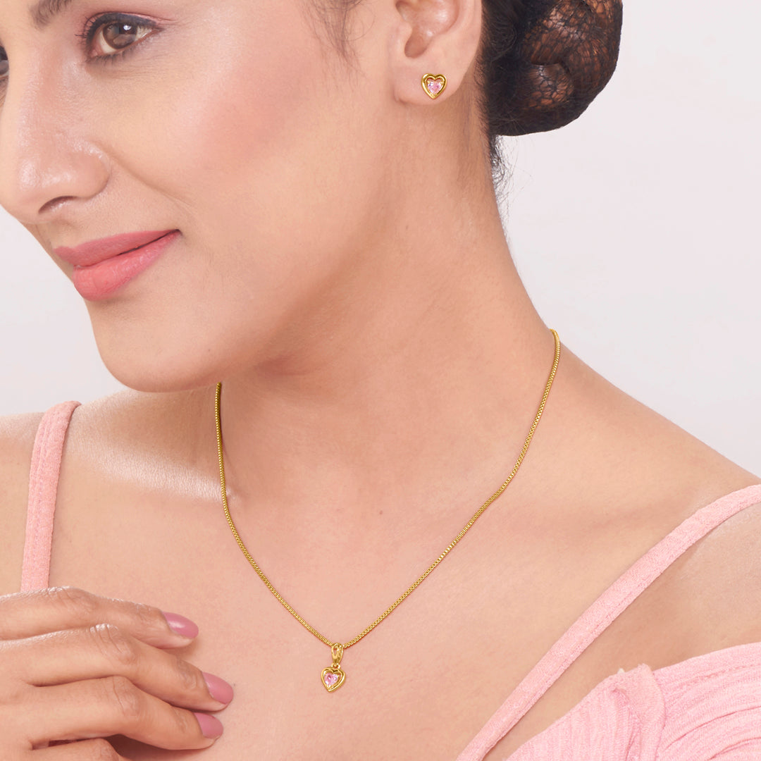 Rosy Heart Gold Pendant for Her