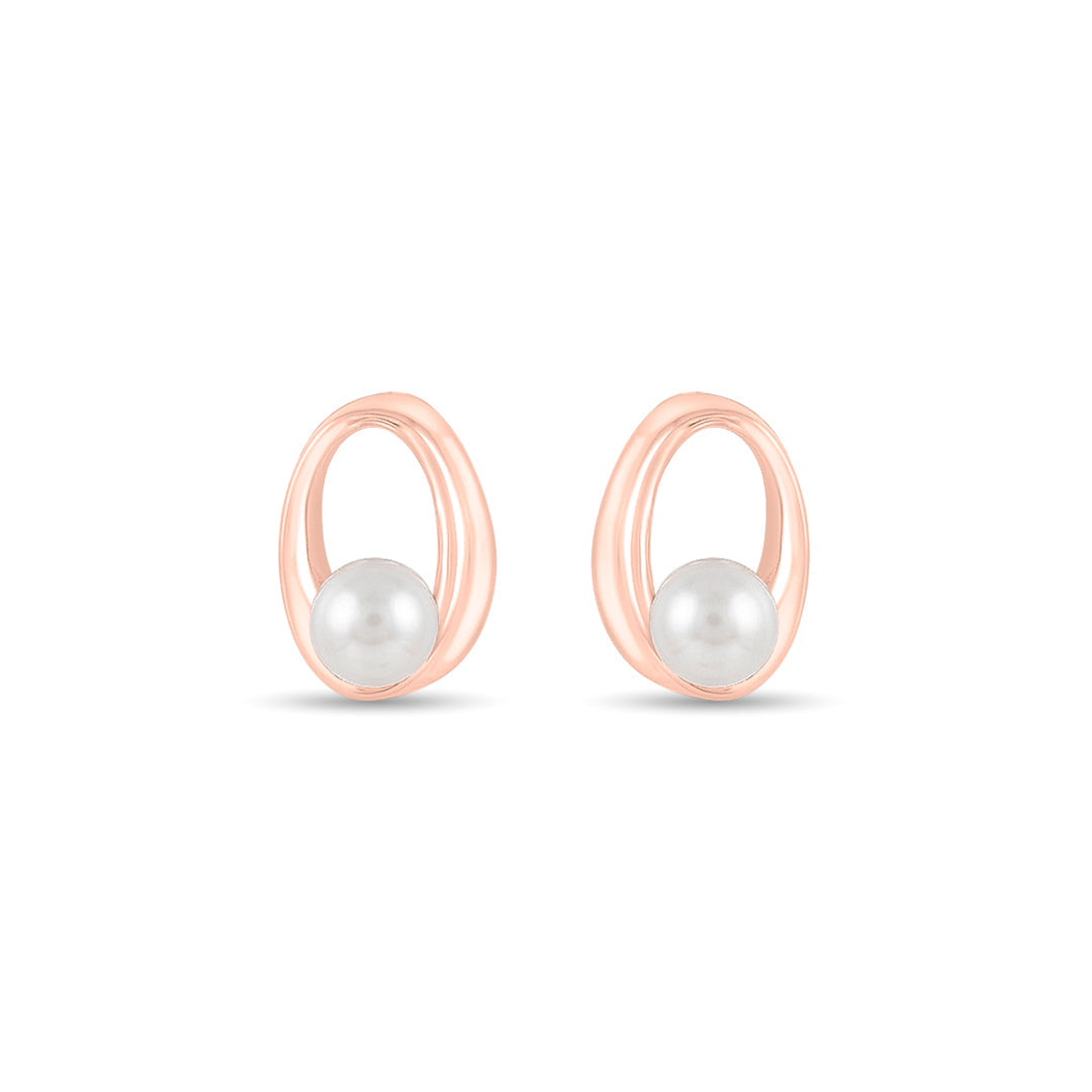 Pearl Arc Studs Gold Earrings